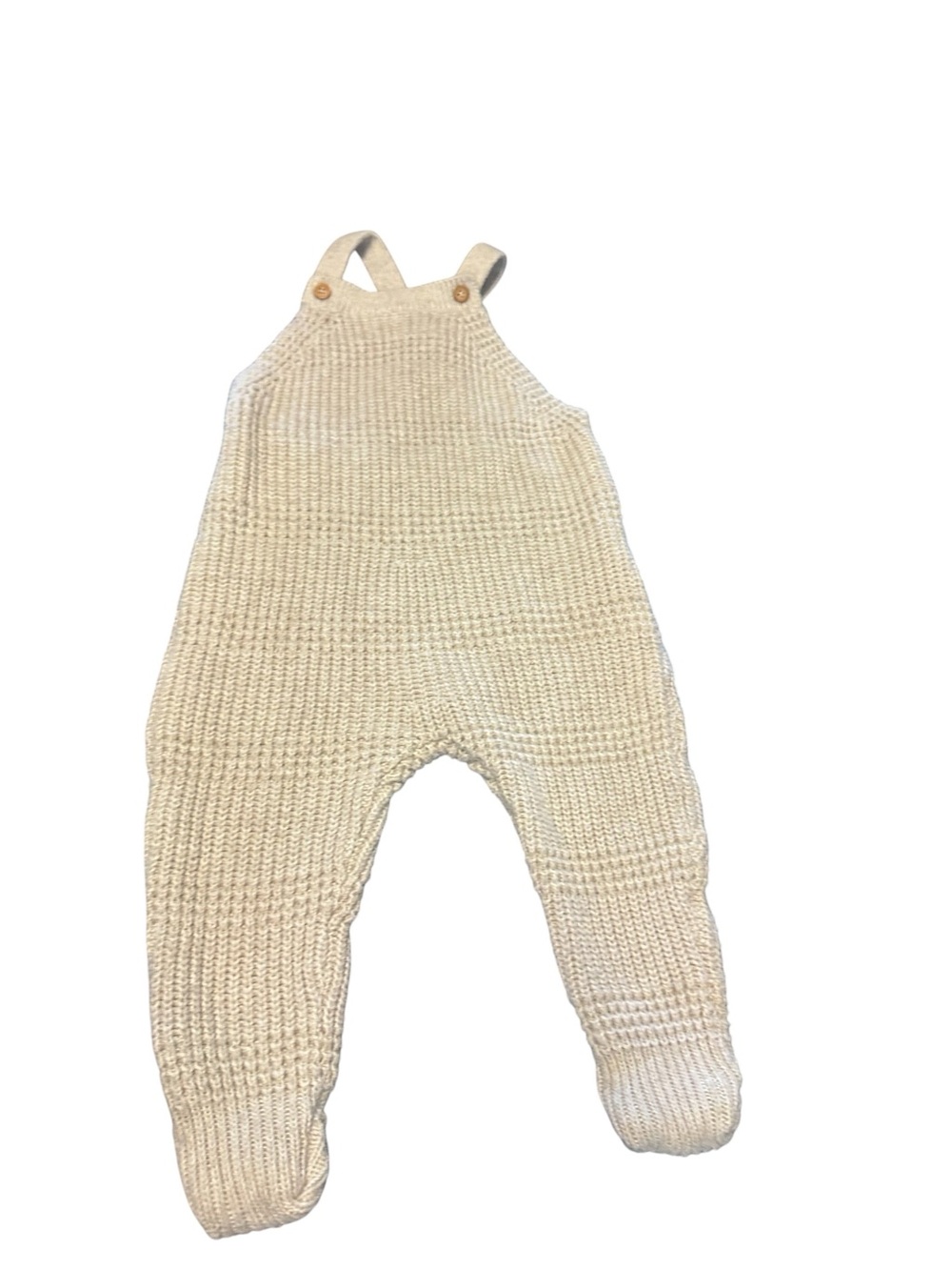 Zara Cream Knit Overalls with Button Straps